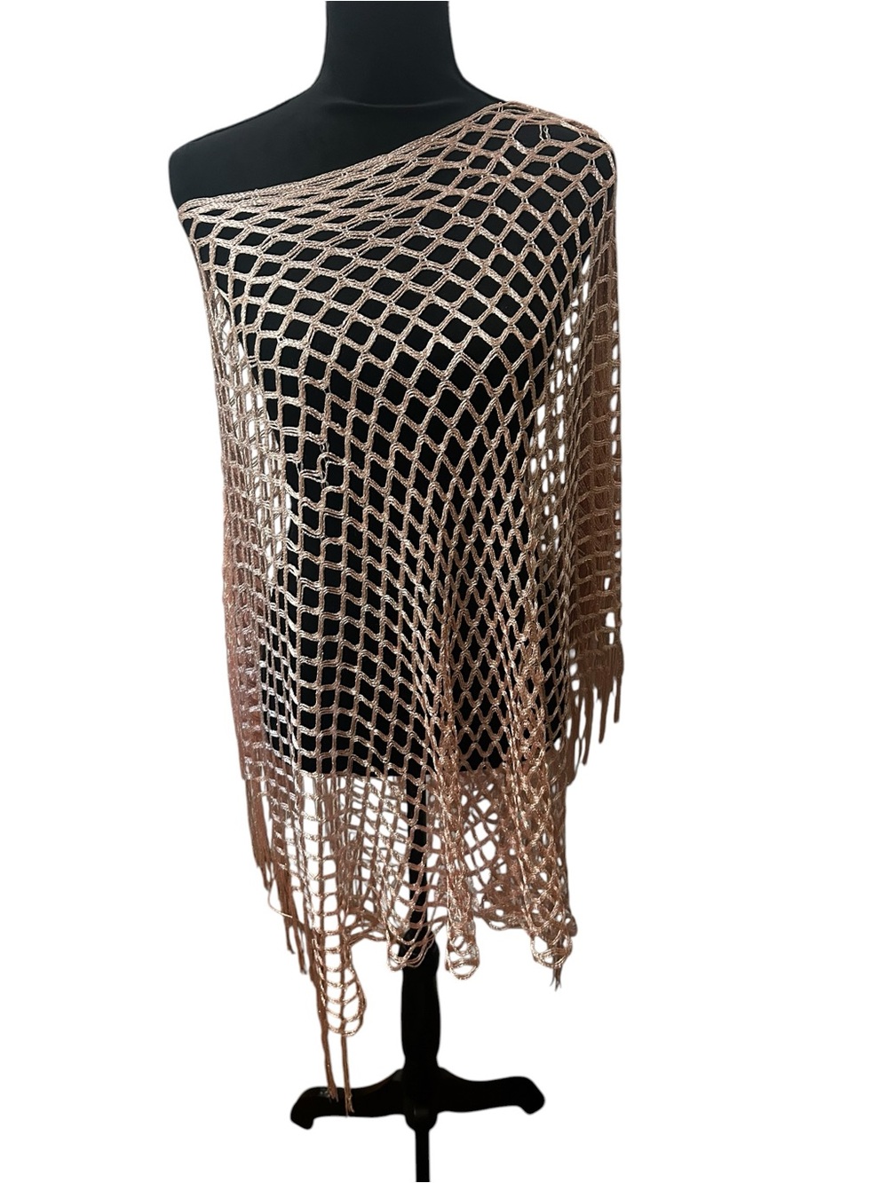 Pink Crochet Fringe Poncho - Women Accessories